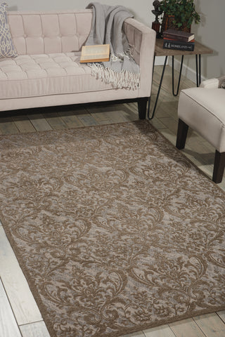 Nourison Damask DAS02 Grey Area Rug 5' X 7' Feature