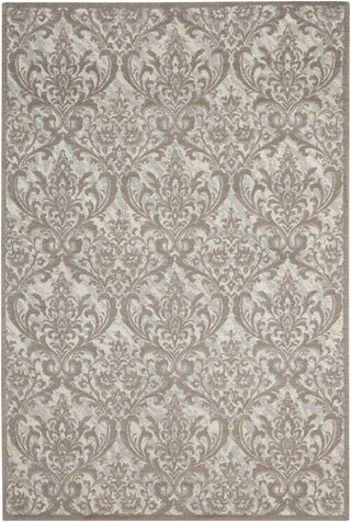 Nourison Damask DAS02 Ivory/Grey Area Rug 5' X 7'