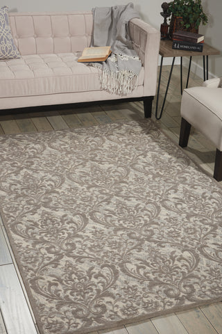 Nourison Damask DAS02 Ivory/Grey Area Rug 5' X 7' Feature