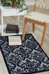 Nourison Damask DAS02 Ivory/Navy Area Rug Room Image Feature