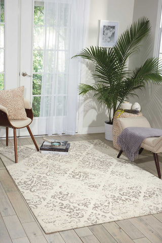 Nourison Damask DAS03 Ivory Area Rug Room Image Feature