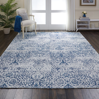 Nourison Damask DAS06 Ivory/Navy Area Rug Room Scene 2