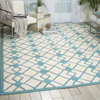 Nourison Decor DER03 Ivory Blue Area Rug Room Image Feature
