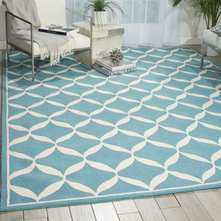 Nourison Decor DER06 Aqua White Area Rug Room Image Feature