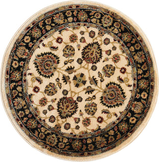 Nourison Delano DEL01 Ivory/Black Area Rug 3'4'' X 3'4'' Round