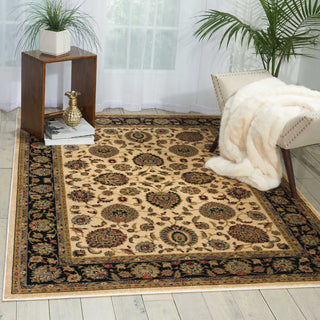 Nourison Delano DEL01 Ivory/Black Area Rug Room Image Feature