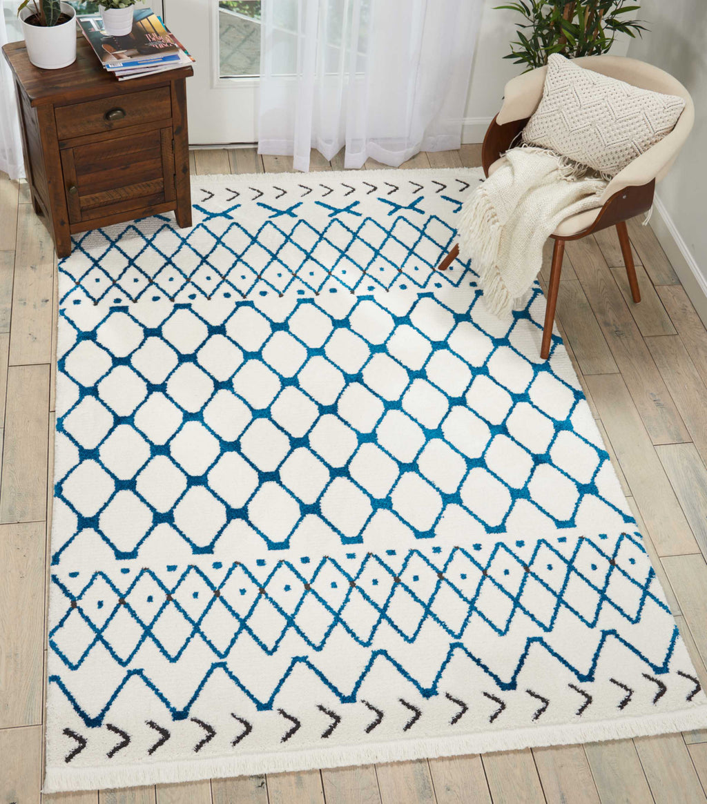 Nourison Dws05 Kamala DS500 White Blue Area Rug Room Image Feature