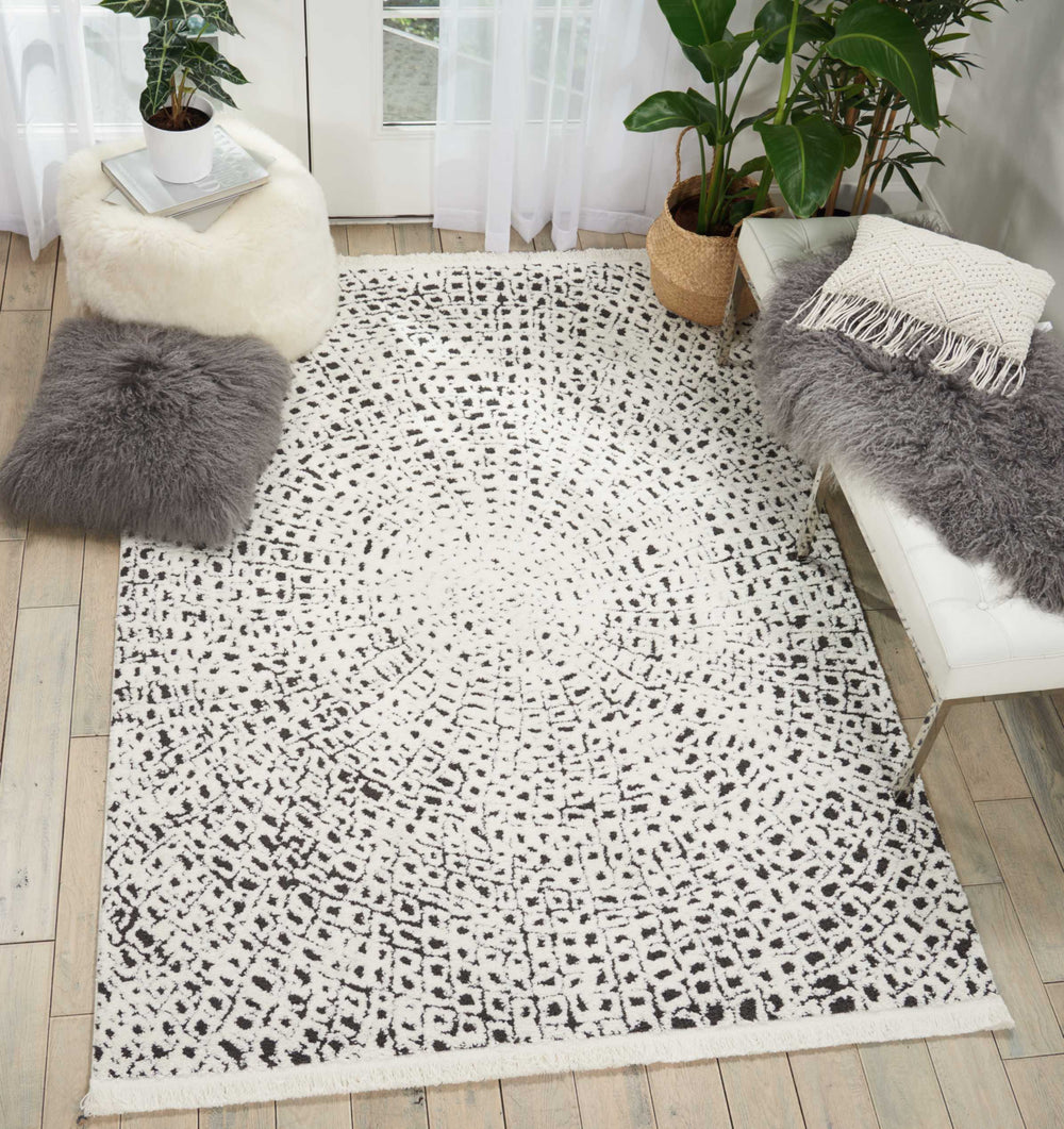Nourison Dws05 Kamala DS502 White/Black Area Rug Room Image Feature