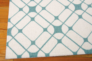 Nourison Enhance EN005 Ivory Turquoise Area Rug Corner Image