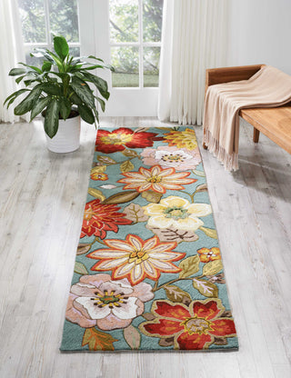 Nourison Fantasy FA18 Aqua Area Rug Runner In Room Scene 