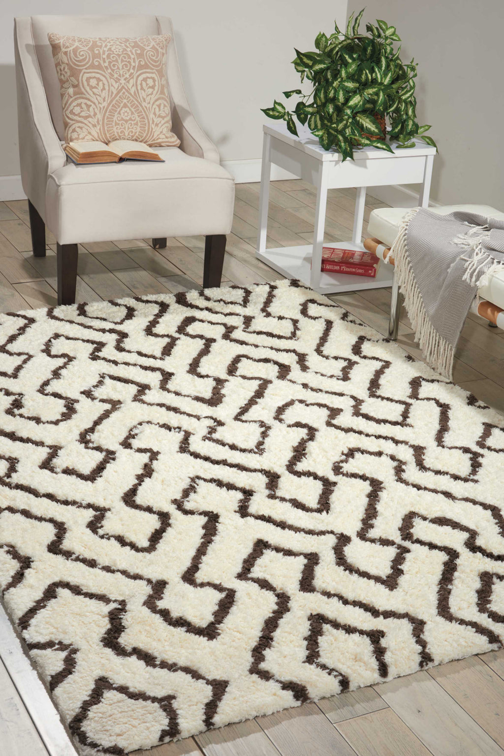 Nourison Galway GLW03 Ivory/Chocolate Area Rug Room Image Feature