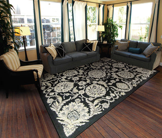 Nourison Graphic Illusions GIL17 Black Area Rug Room Image Feature