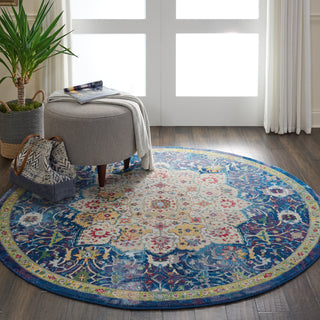 Nourison Global Vintage GLB03 Blue Area Rug 6' Rnd