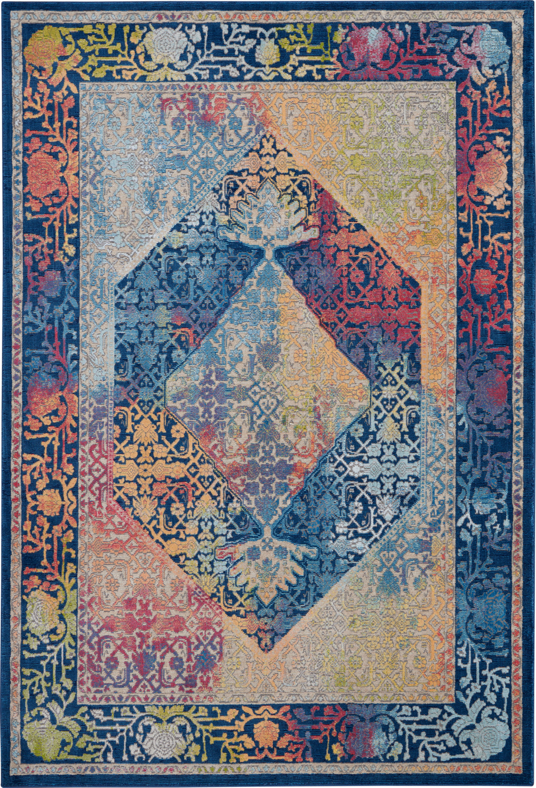 Nourison Global Vintage GLB14 Teal/Multicolor Area Rug – Incredible ...