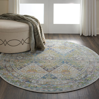 Nourison Global Vintage GLB07 Blue/Green Area Rug 6' Rnd