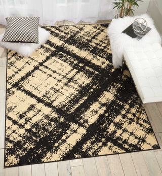 Nourison Grafix GRF01 Cream Black Area Rug Room Image Feature