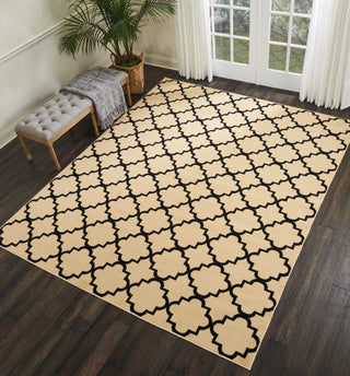 Nourison Grafix GRF08 Cream Black Area Rug Room Image Feature