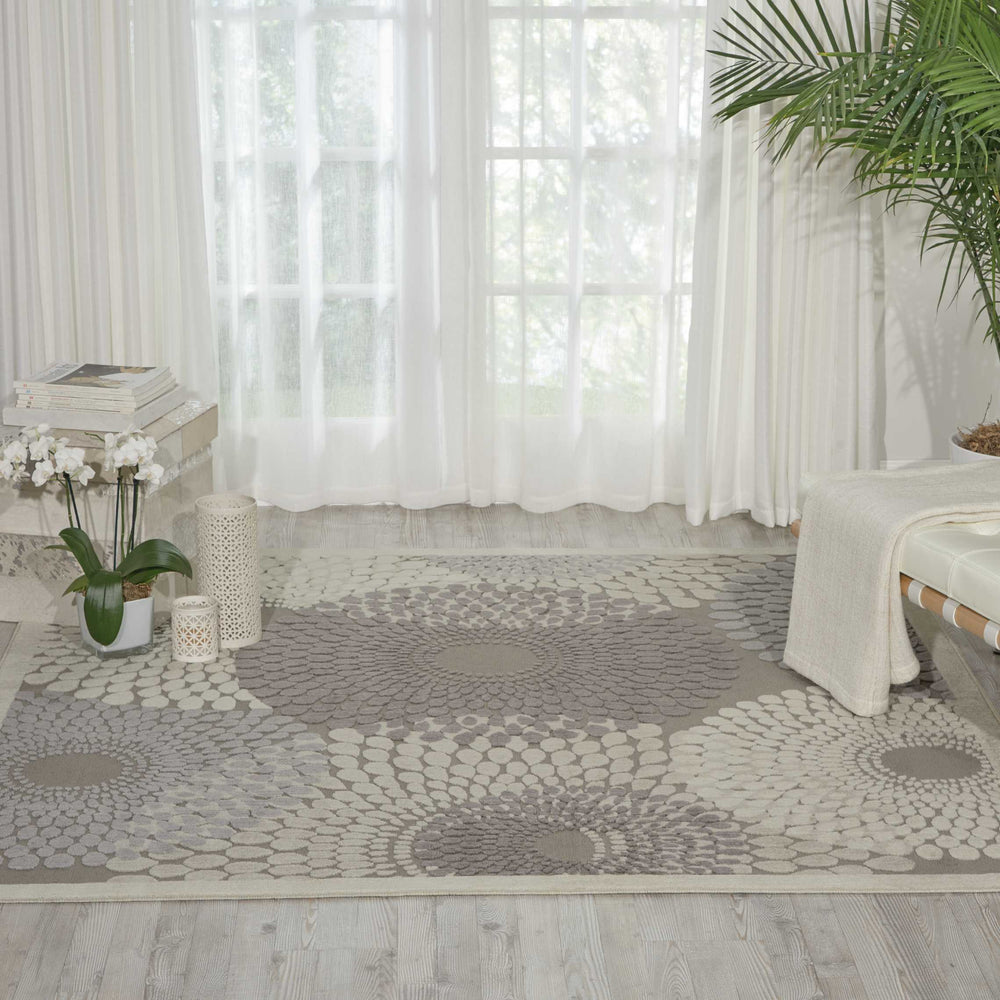 Nourison Graphic Illusions GIL04 Grey Area Rug Room Scene Featured