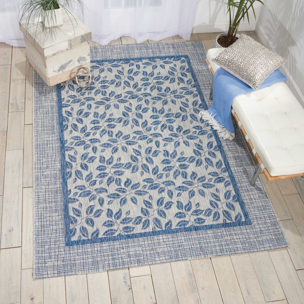 Nourison Garden Party GRD01 Ivory Blue Area Rug Room Image Feature