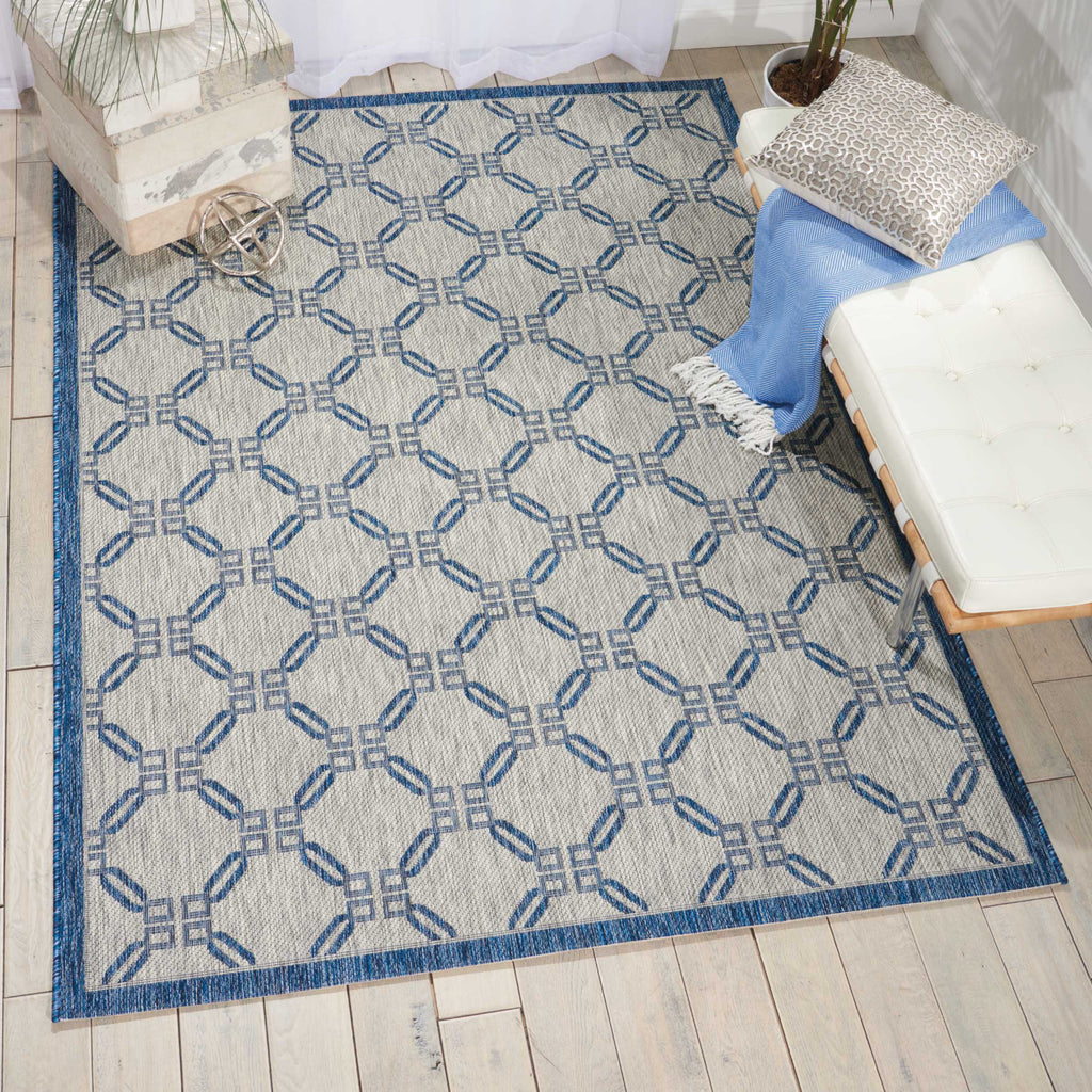 Nourison Garden Party GRD02 Ivory Blue Area Rug Room Image Feature