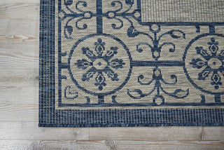 Nourison Garden Party GRD03 Ivory Blue Area Rug Corner Image