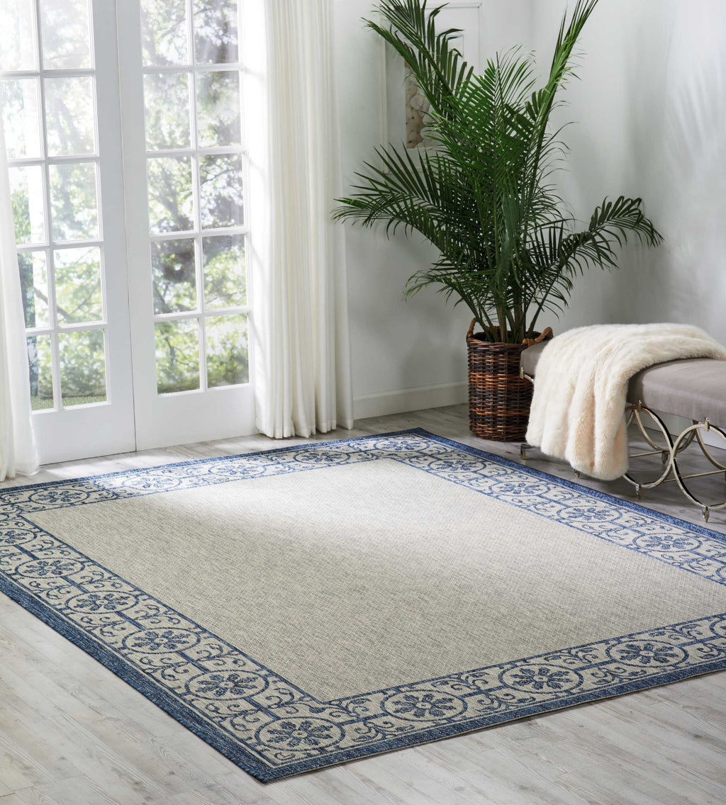 Nourison Garden Party GRD03 Ivory Blue Area Rug Room Image Feature