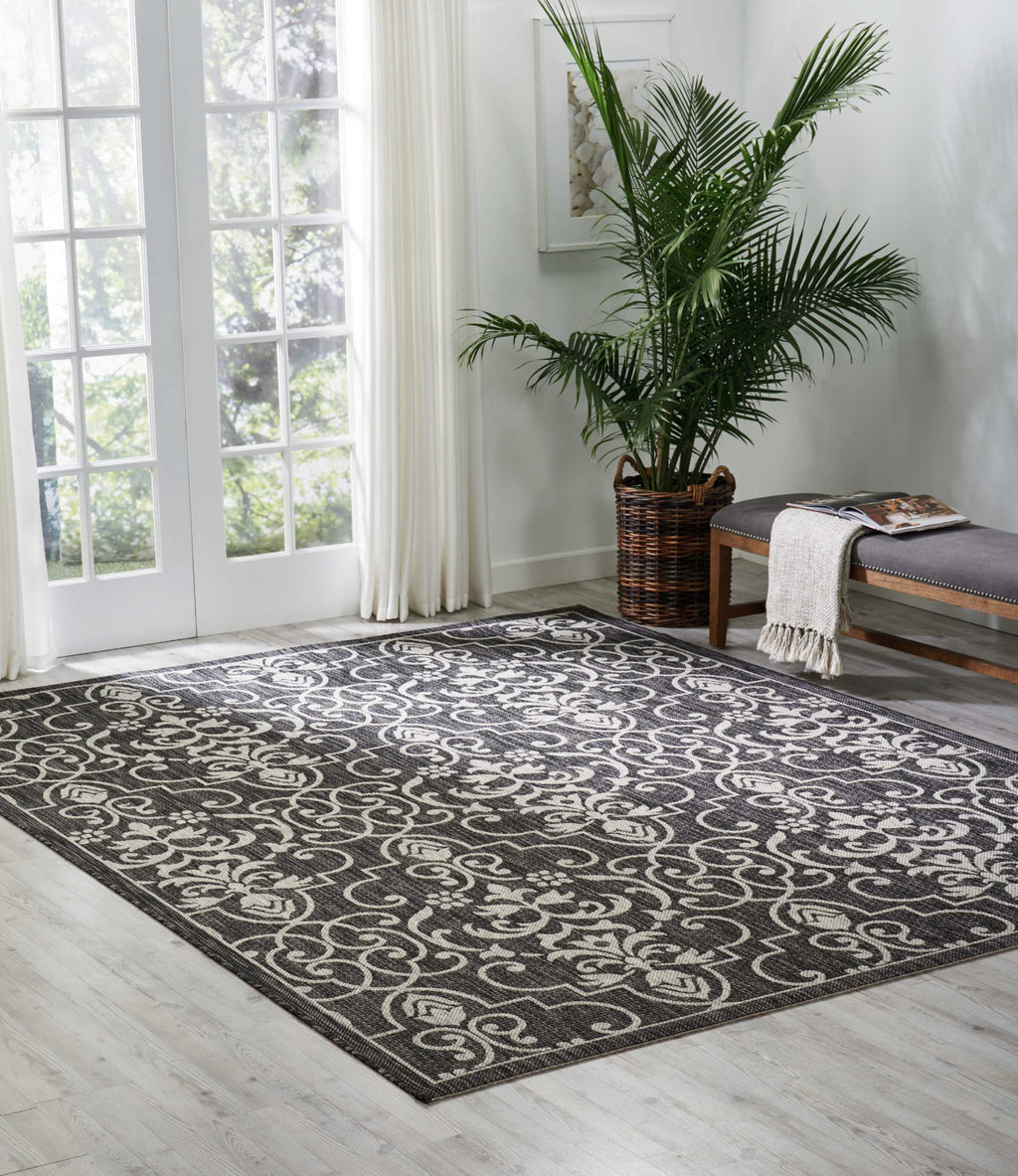 Nourison Garden Party GRD04 Charcoal Area Rug Room Image Feature