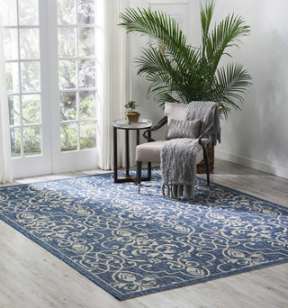 Nourison Garden Party GRD04 Denim Area Rug Room Image Feature