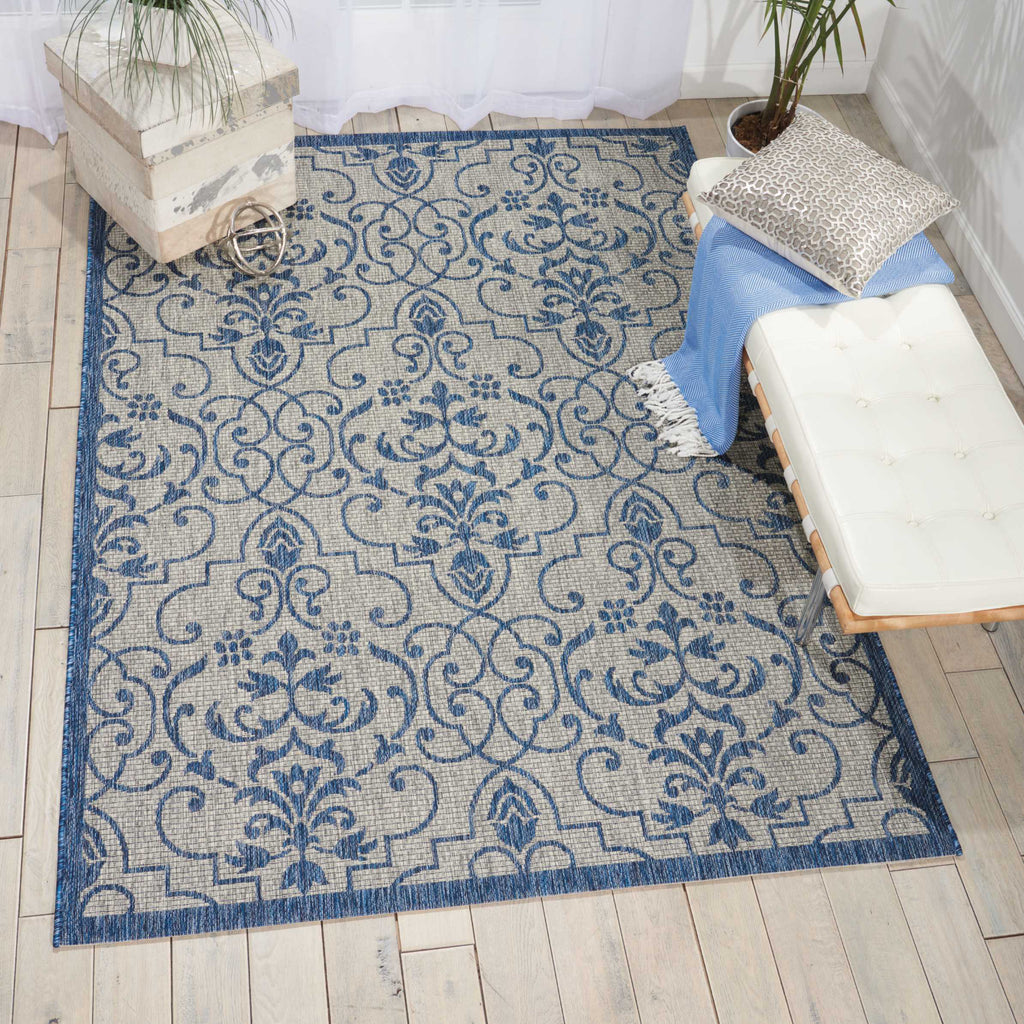 Nourison Garden Party GRD04 Ivory Blue Area Rug Room Image Feature