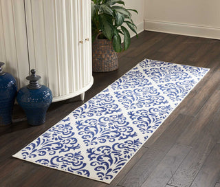 Nourison Grafix GRF06 White Blue Area Rug Room Image Feature