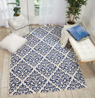 Nourison Grafix GRF06 White Blue Area Rug Room Image Feature