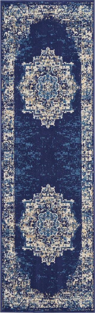 Nourison Grafix GRF14 Navy Blue Area Rug 2'3'' X 7'6'' Runner