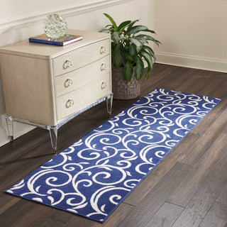 Nourison Grafix GRF19 Navy Area Rug Room Image Feature