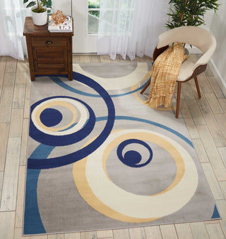 Nourison Grafix GRF21 Grey Area Rug Room Image Feature