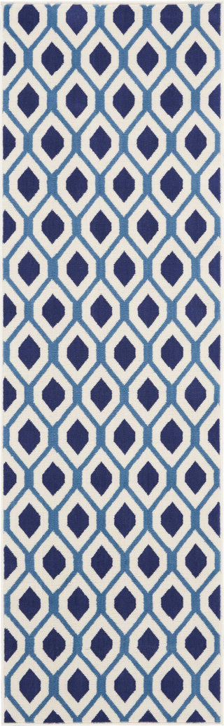 Grafix GRF22 White/Navy Area Rug by Nourison 2'3'' X 7'6''