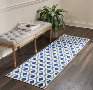 Nourison Grafix GRF22 White/Navy Area Rug Room Image Feature