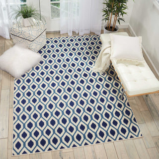 Nourison Grafix GRF22 White/Navy Area Rug Room Image Feature