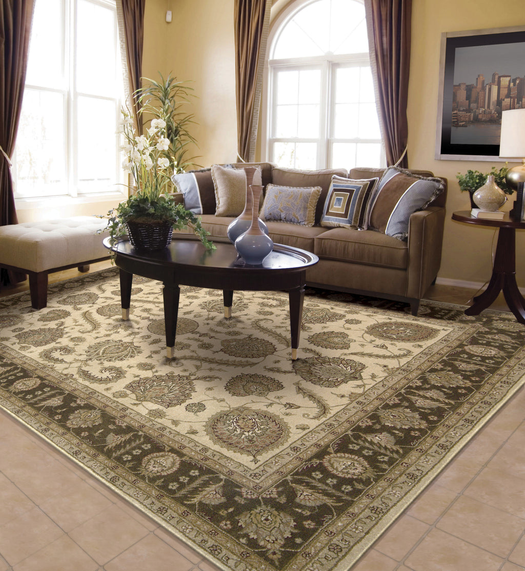Nourison Heritage Hall HE19 Beige Area Rug 8' X 10' Living Space Shot Feature