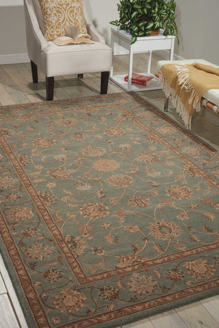 Nourison Heritage Hall HE15 Aqua Area Rug Room Image Feature