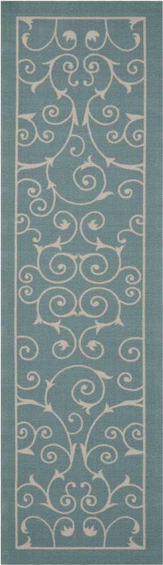 Nourison Home and Garden RS019 Light Blue Area Rug 2'3'' X 8' Runner