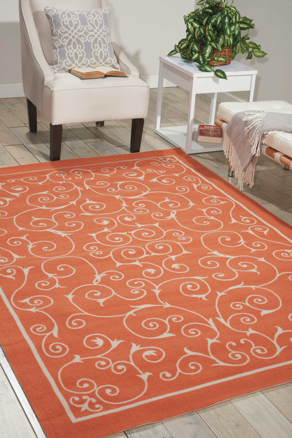 Nourison Home and Garden RS019 Orange Area Rug Room Image Feature
