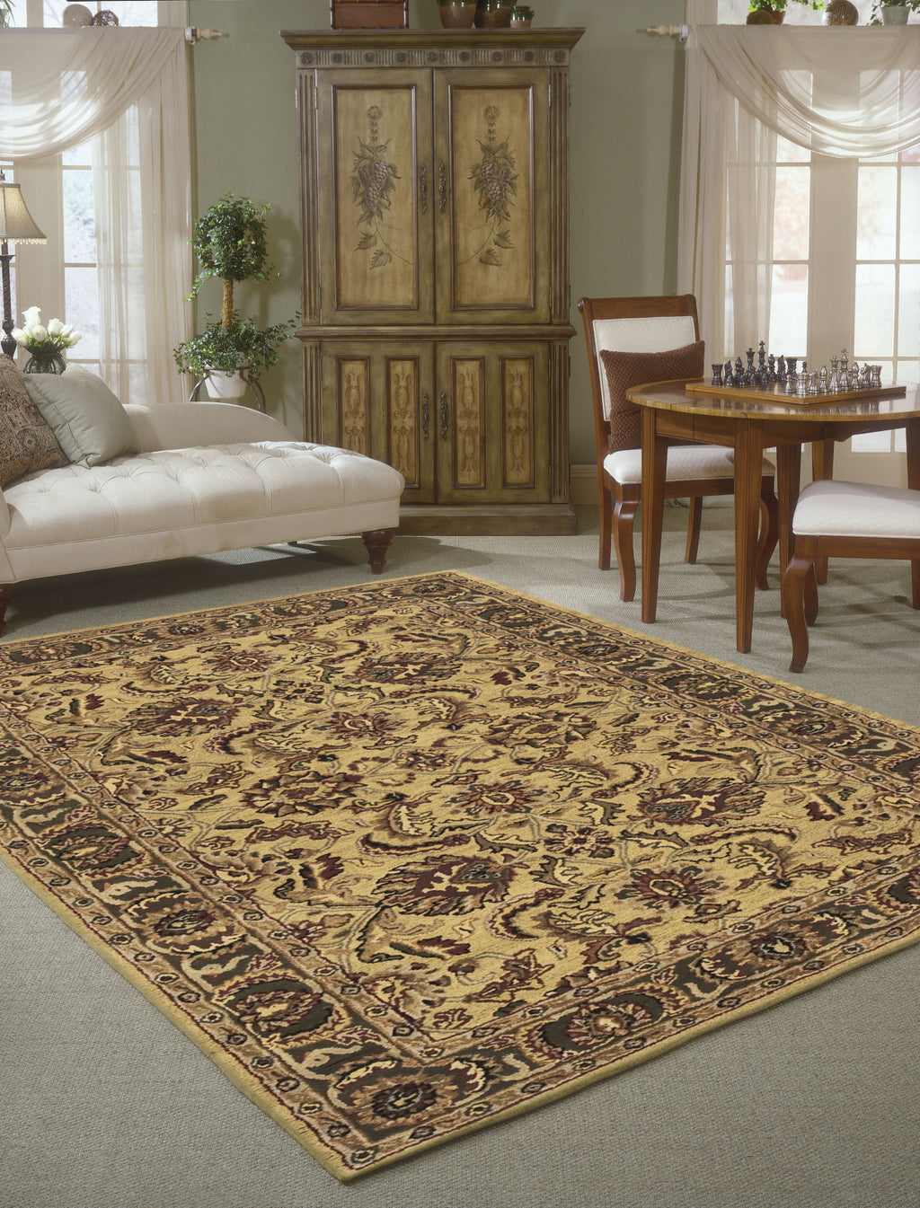 Nourison India House IH17 Gold Area Rug 5' X 8' Living Space Shot Feature