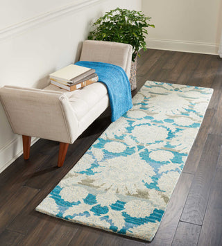 Nourison India House IH91 Ivory/Teal Area Rug Room Image Feature