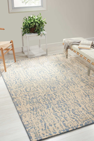 Nourison Nepal NEP11 Ivory Blue Area Rug Main Image Feature