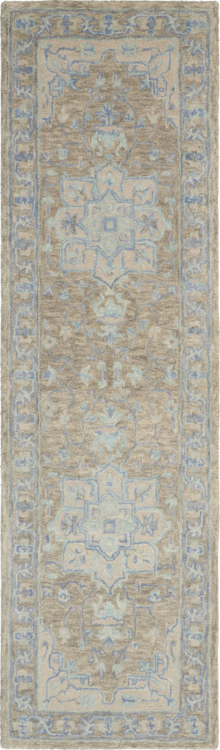 Nourison Jazmine JAZ01 Grey/Blue Area Rug 2' X 8'