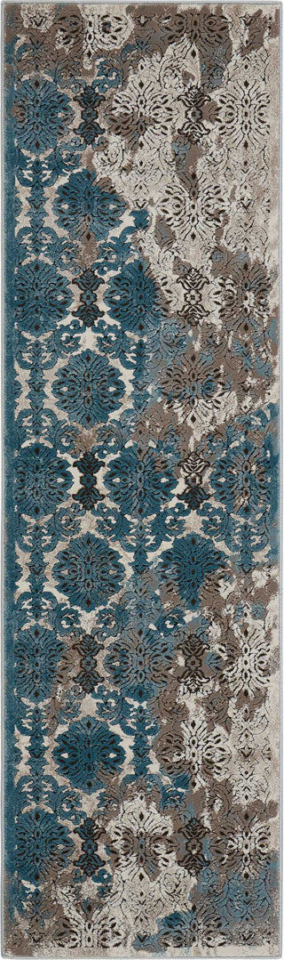 Nourison Karma KRM05 Ivory/Blue Area Rug 2'2'' X 7'6'' Runner