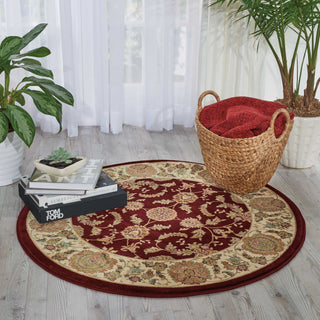 Nourison Antiquities ANT01 Empress Garden Garnet Area Rug by Kathy Ireland 4' Round Feature