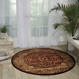 Nourison Antiquities ANT05 Stately Empire Burgundy Area Rug by Kathy Ireland 6' Round