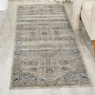 Nourison Ki25 Malta MAI01 Ivory Blue Area Rug by Kathy Ireland 2' X 8'