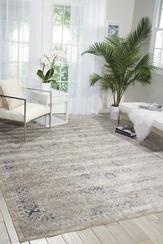 Nourison Ki25 Malta MAI01 Ivory Blue Area Rug by Kathy Ireland Room Image Feature